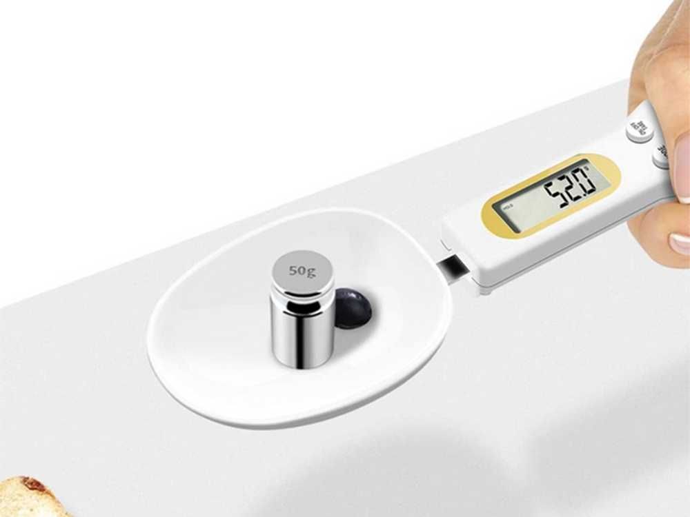 WAGA KUCHENNA ŁYŻKA elektroniczna LCD RĘCZNA Precyzyjna do 500g Biała