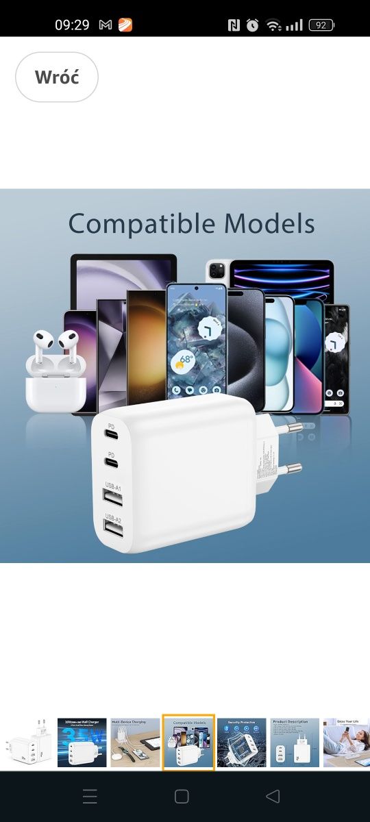 Ładowarka USB C z 4 Portami (2C2A)- Biały 2szt,