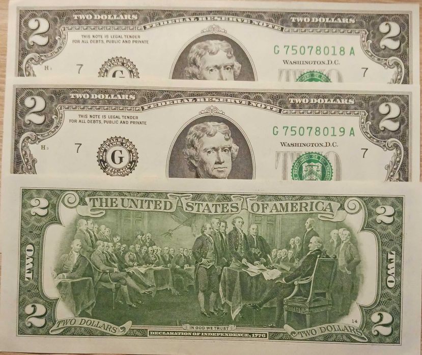 3 x 2 $ USA T.Jefferson-2017 r.-seria "A"-Chicago- Illinois-mennicze