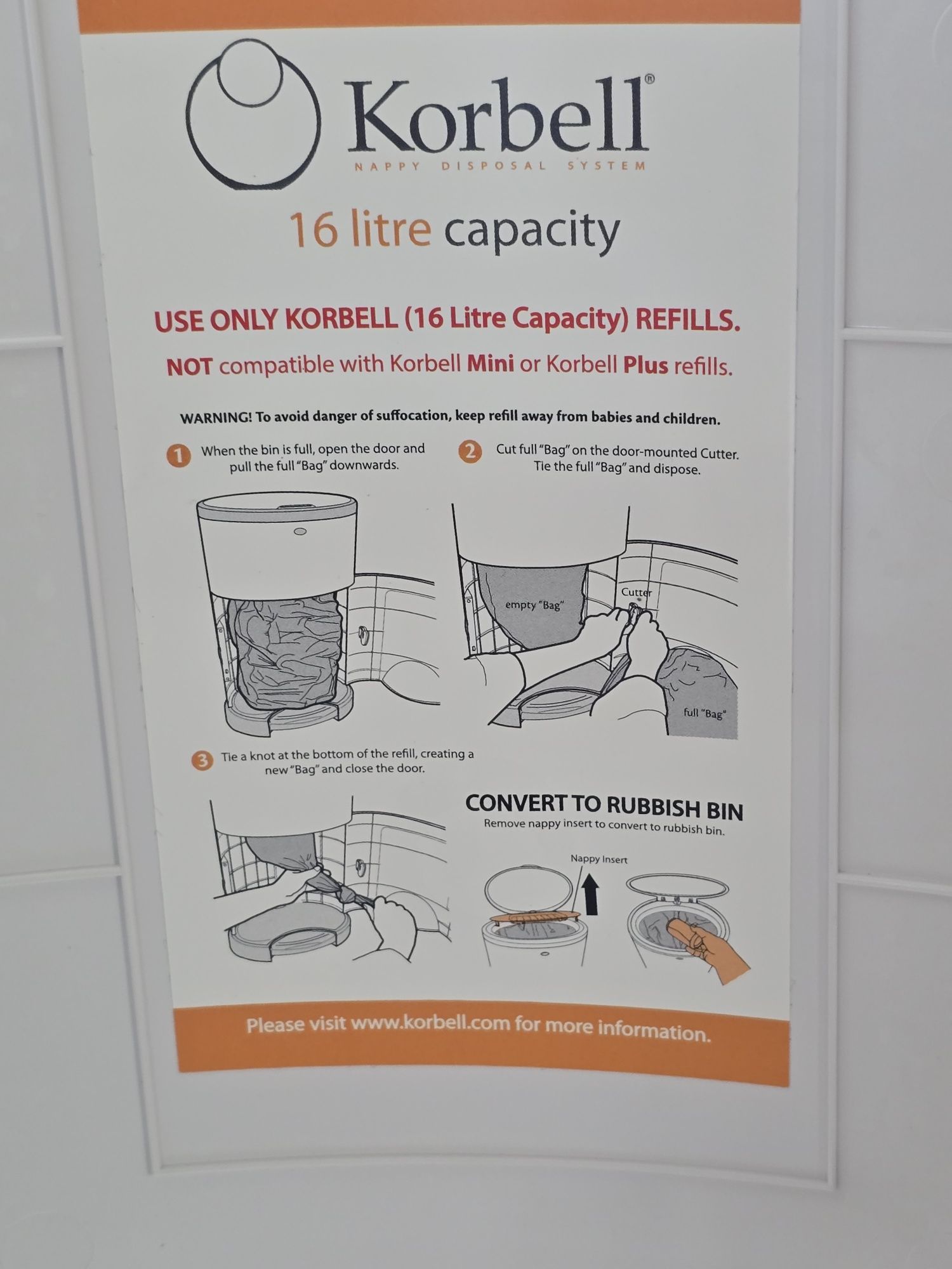 Korbel 16 litrów kosz na pampersy