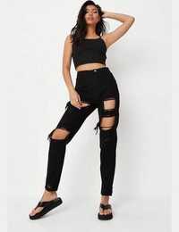 Джинсы рваные мом,с дырками штаны бойфренд,mom jeans missguided