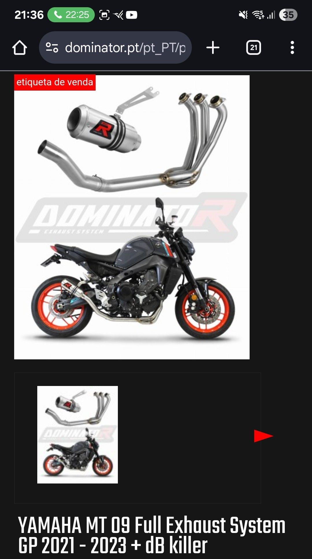 Escape + colletores dominator yamaha MT09