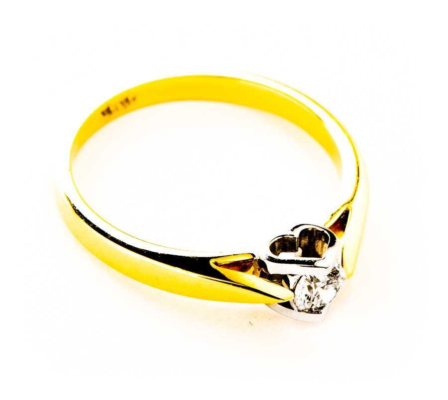 Złoty Pierścionek - DIAMENT 0,23ct - 14K - 2,67g - BRIJU - AMAZING
