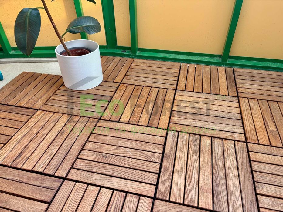 Террасная доска. Садовий паркет Термоясень 320х320х35мм.