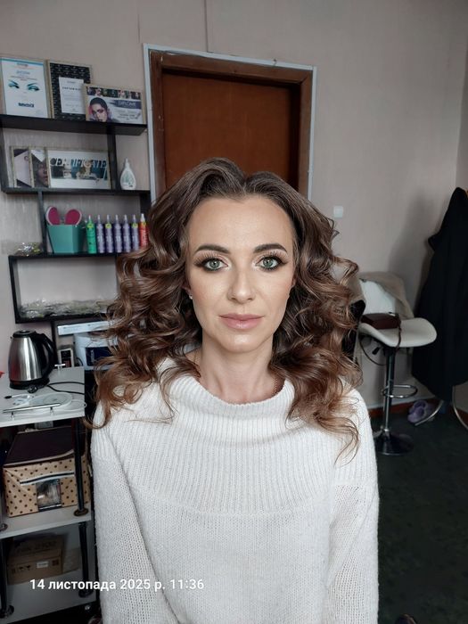 Макіяж, зачіски, локони, ламінування вій ,брів,стрижки,поліровка волос