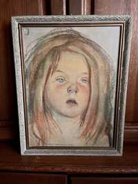 Wyspiański Portret Helenki reprodukcja obraz stara pozłacana rama