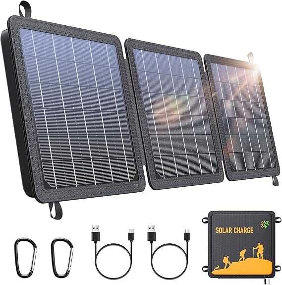WASTDE Panel Solarny, 15W Przenośna Ładowarka Słoneczna USB-C/USB