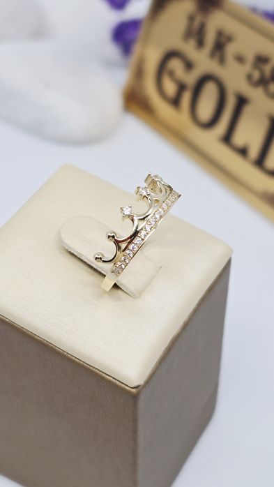 Złoty pierścionek korona próba 585 14k