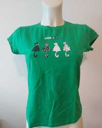 T-shirt verde com gatinhos | XL