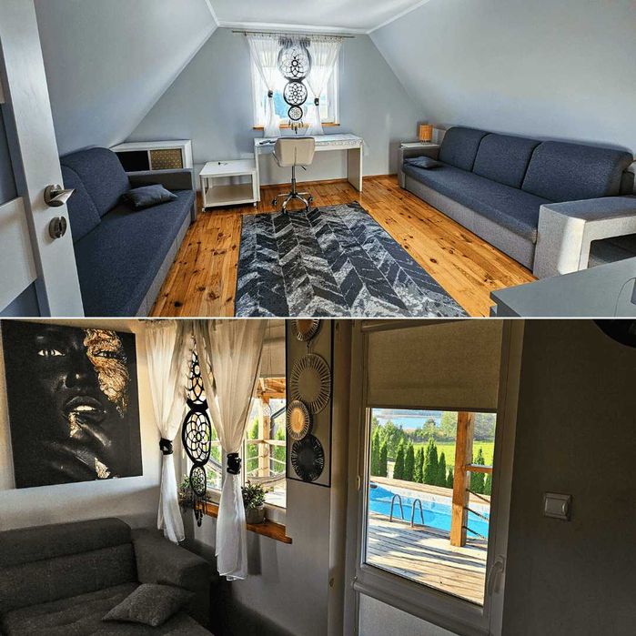 Domek z basenem – Mazury | Jacuzzi, sauna, jezioro – noclegi, wynajem