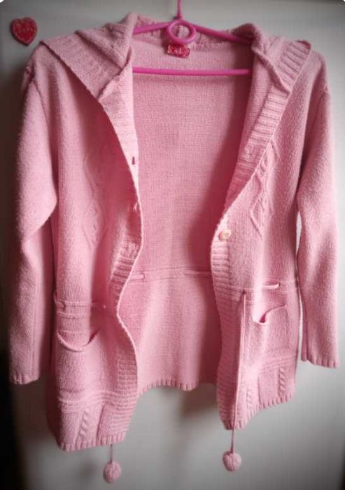 КОФТА *Barbie*/ КАРДИГАН / с капюшоном трикотажная / 8-10 лет+-