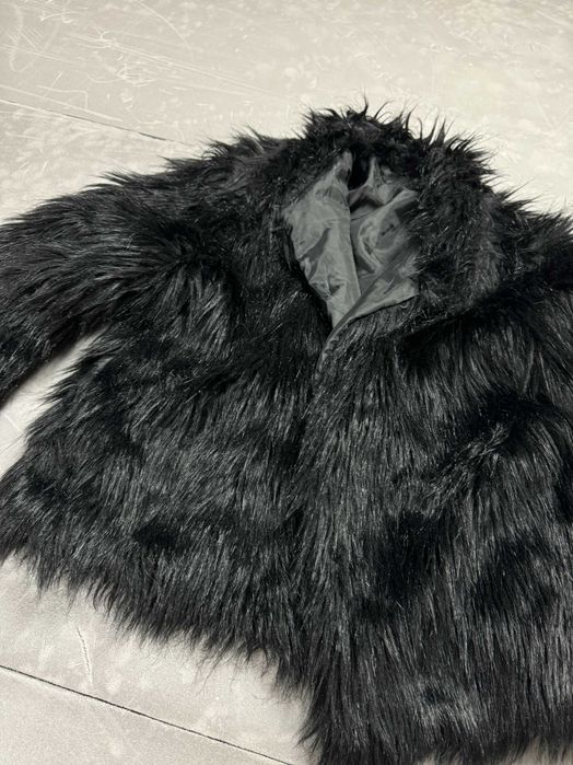 Czarne damskie futerko coquette ciepłe kurtka y2k (XS/S) vintage retro