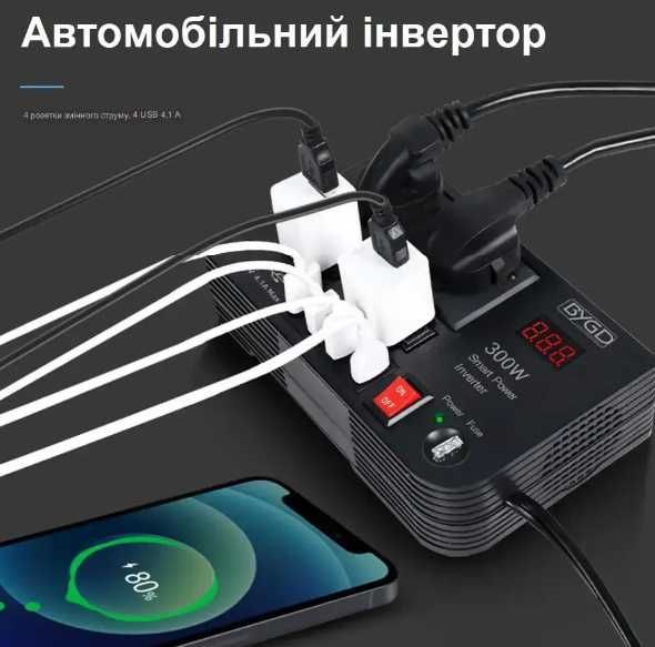 Автомобильный Инвертор TEN SPACE E8982 12V-220V 300W