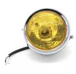 Farol frontal cromado lente amarela dois apoios laterais