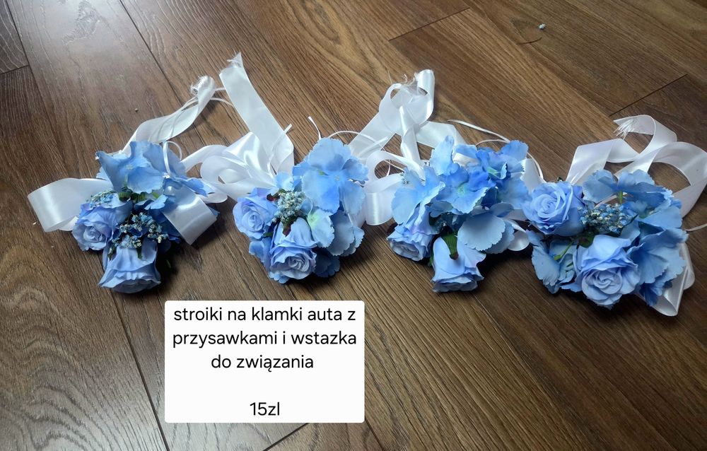 Stroiki na klamki auta ślubne dekoracje