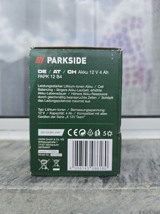 Conjunto 12v 4ah bataria e carregador parkside