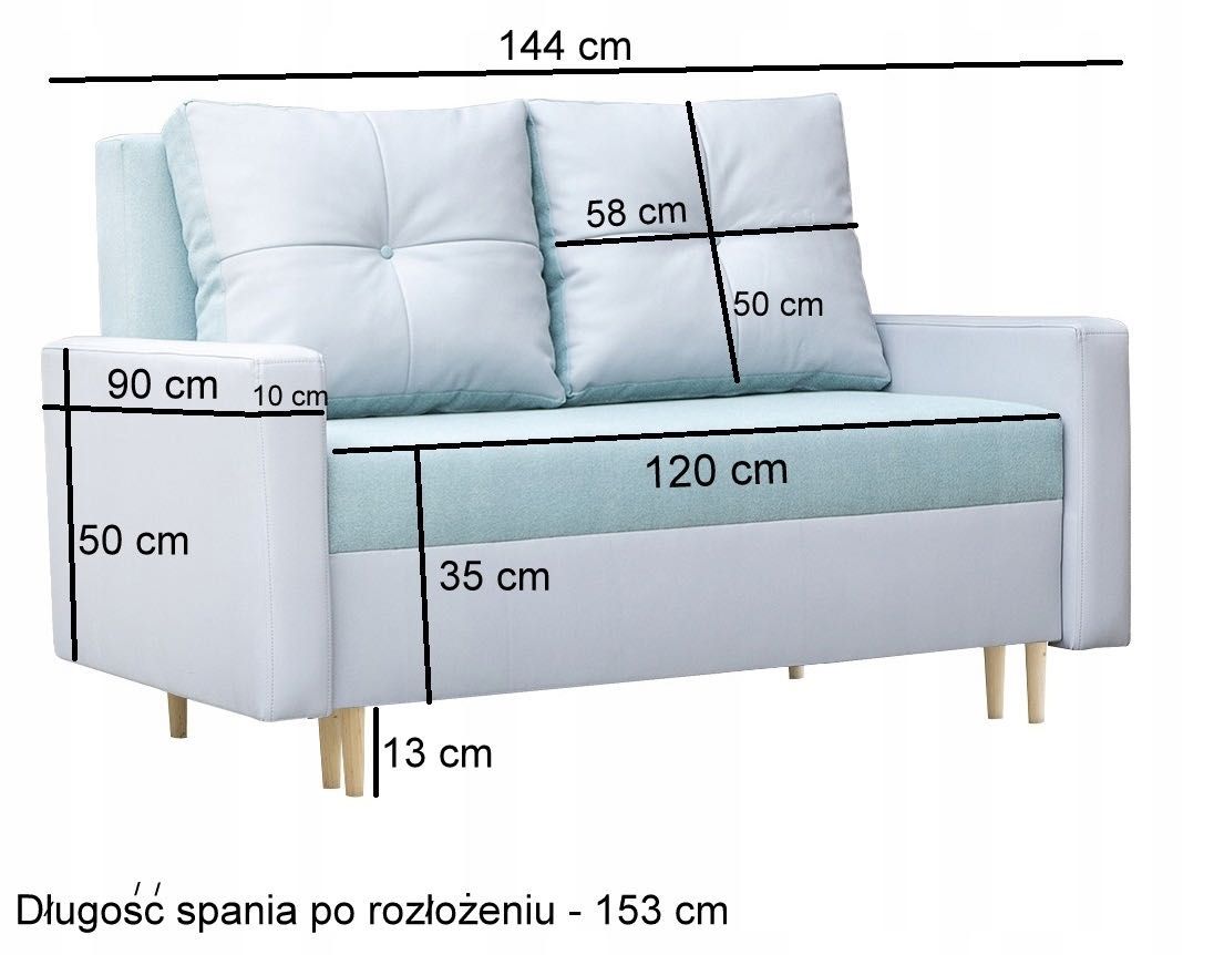 Sofa kanapa rozkłada z pojemnikiem