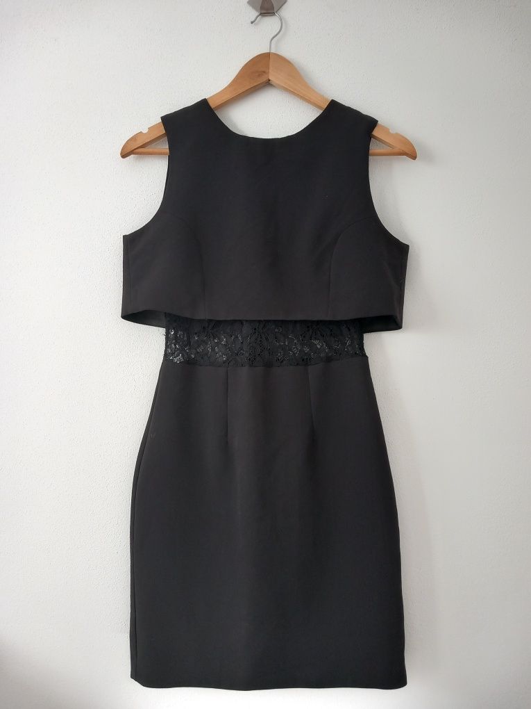 Elegancka sukienka czarna z koronką  XS 34 6