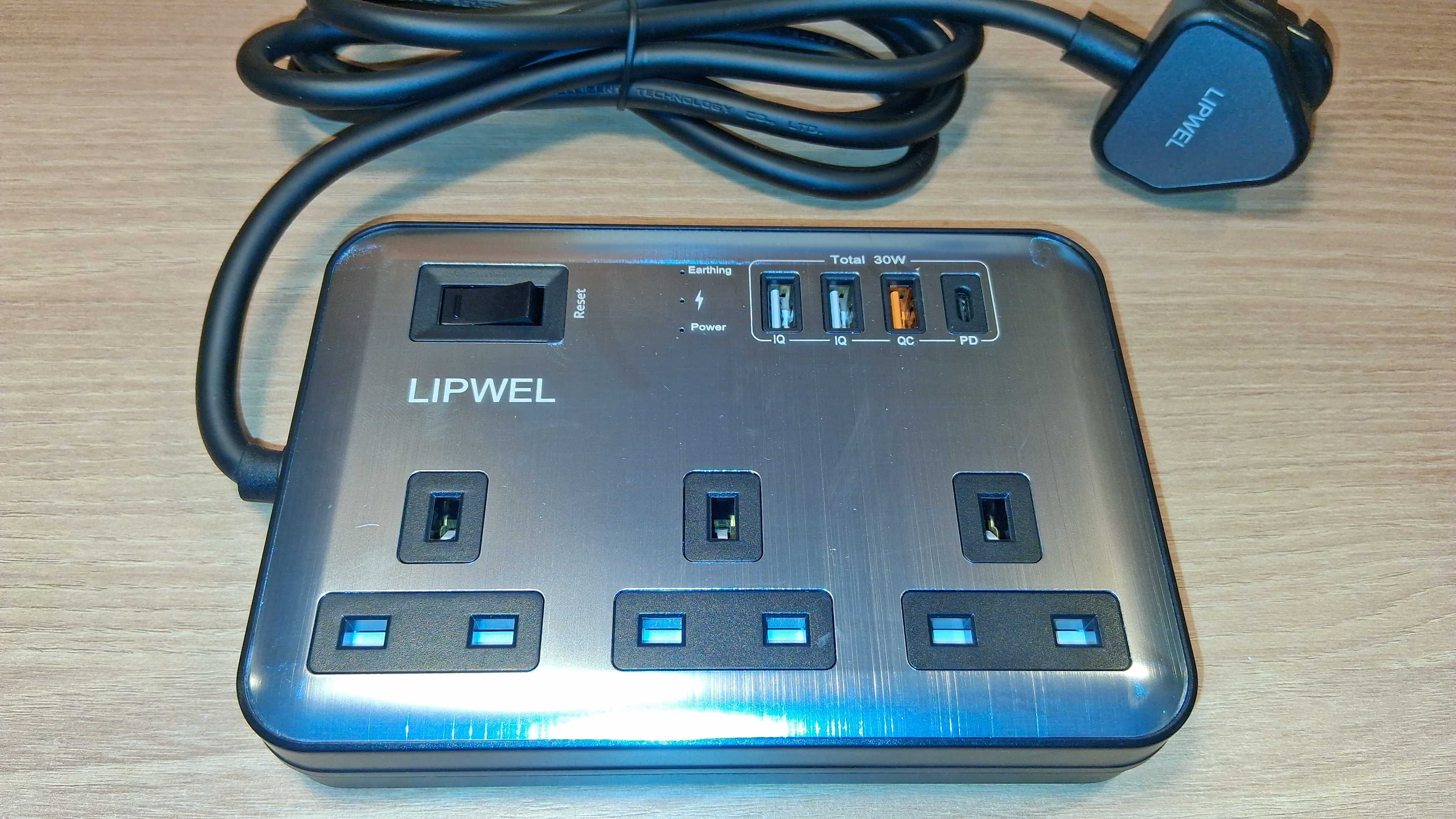 Listwa Zasilająca Lipwel 3×AC + 4×USB PD QC 3250W 2M