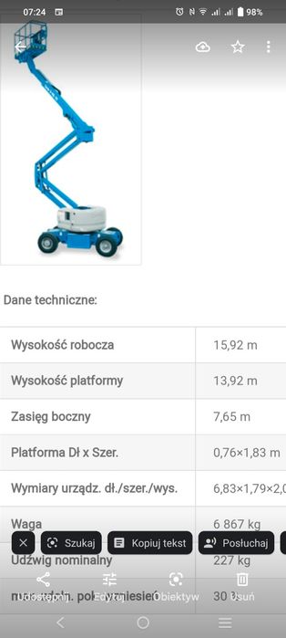 Genie z 45 DC , zwyżka wynajem , elektryczna , 16 m, jlg, sky jack,
