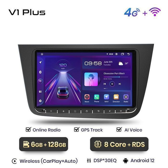 Radio nawigacja Seat Altea XL Toledo Carplay Android Auto 6GB 128GB