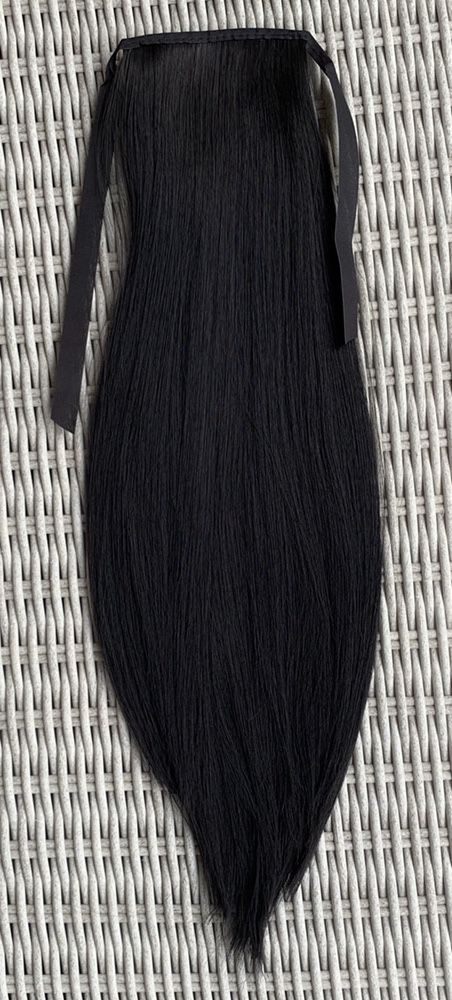 Premium Ultra włosy doczepiane. czarny, kucyk, treska 55 cm ( 87)
