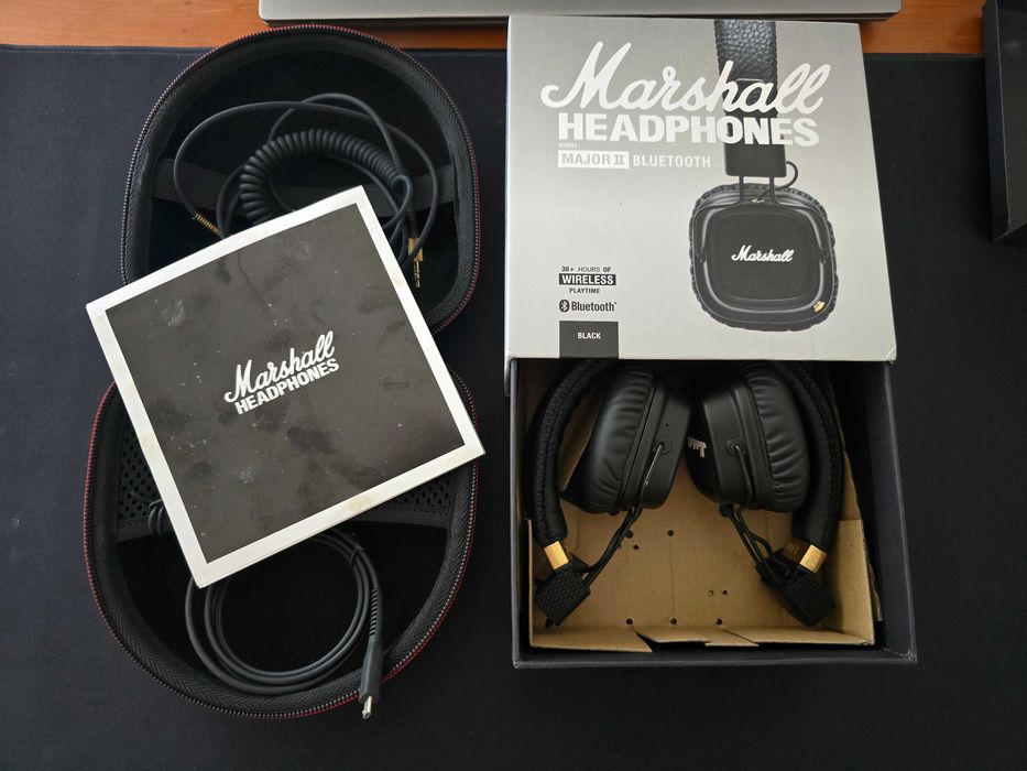 Headphones Marshall Major II - caixa original + caixa de transporte