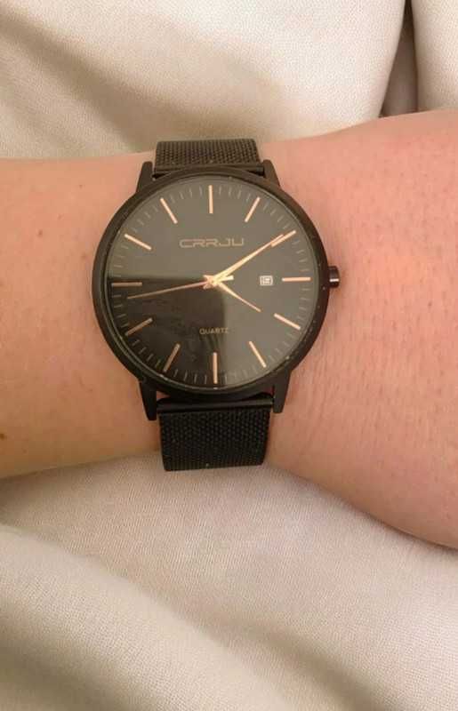 Stylowy zegarek męski Crrju Black Gold