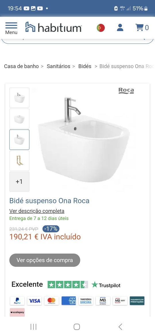 Bidé Suspenso Roca