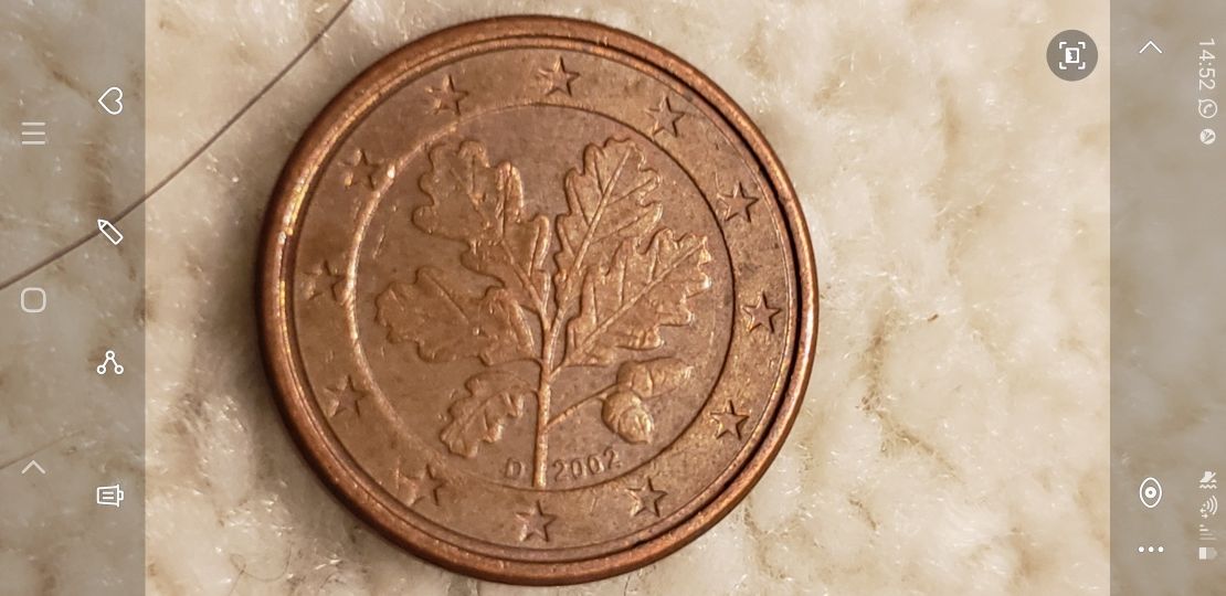 Rara moeda de 1 Centimo Alemanha D 2002