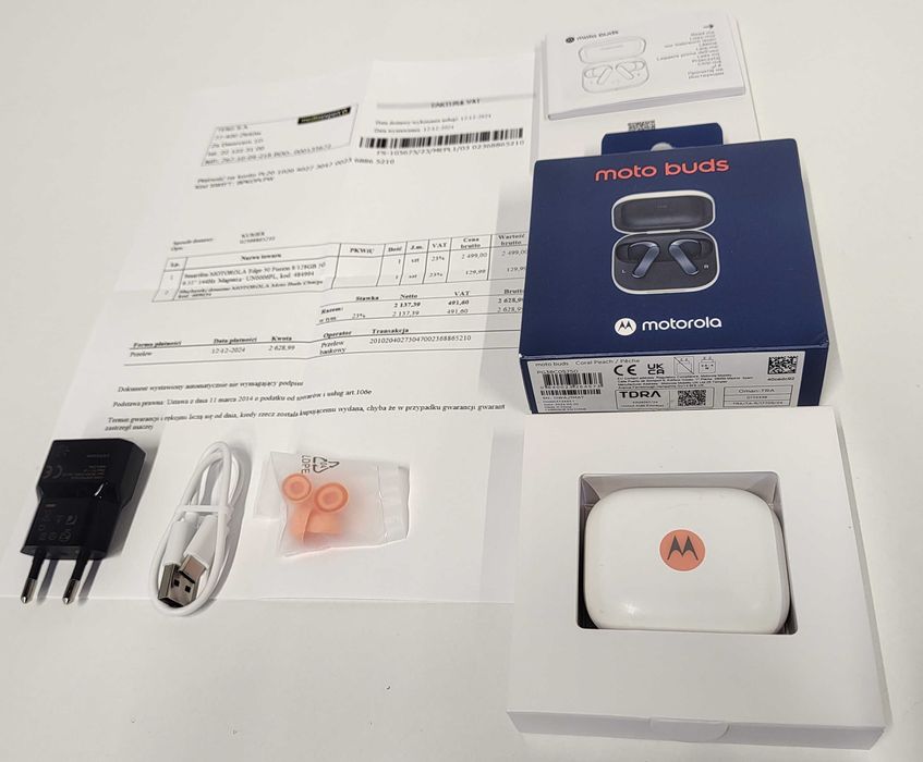 Słuchawki Motorola Moto Buds | Gwarancja | Komplet | Ładowarka