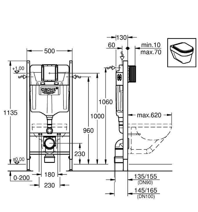 Інсталяція GROHE RAPID SL 3884000G (з кріпленнями і прокладкою)