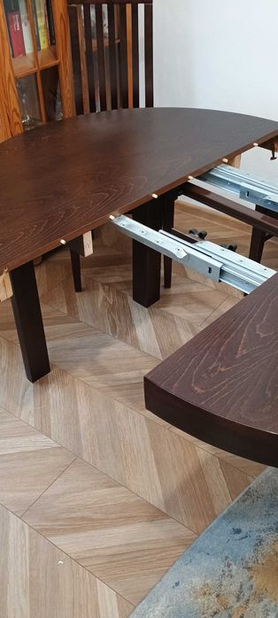 Zerezerwowane - Stół okrągły rozkładany 110cm+2x45cm + 8 krzeseł