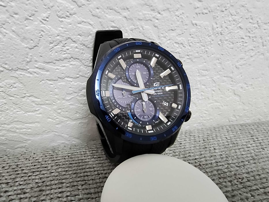 Часы Casio Edifice/ Оригинал/ Черно-синие/Батарейка до 15 лет