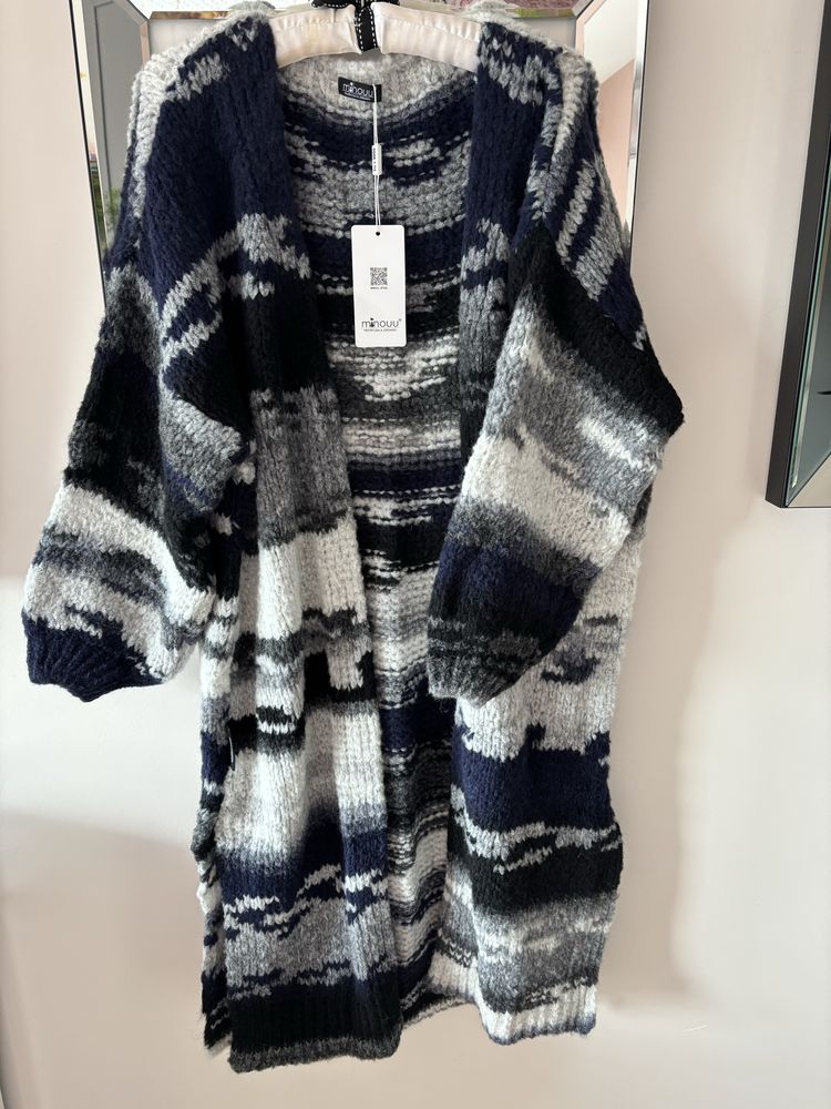 Minouu sweter kardigan long alpaka one size new %%%