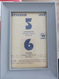 Kartka z kalendarza w ramce rok 1987 -89 -90 rocznica ważna data