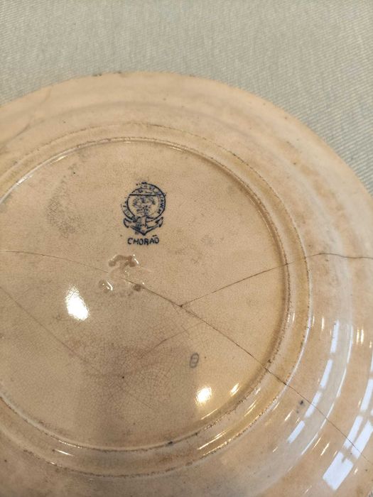 Antigo Prato CHORÃO (Azul e Branco) - C/ DEFEITO