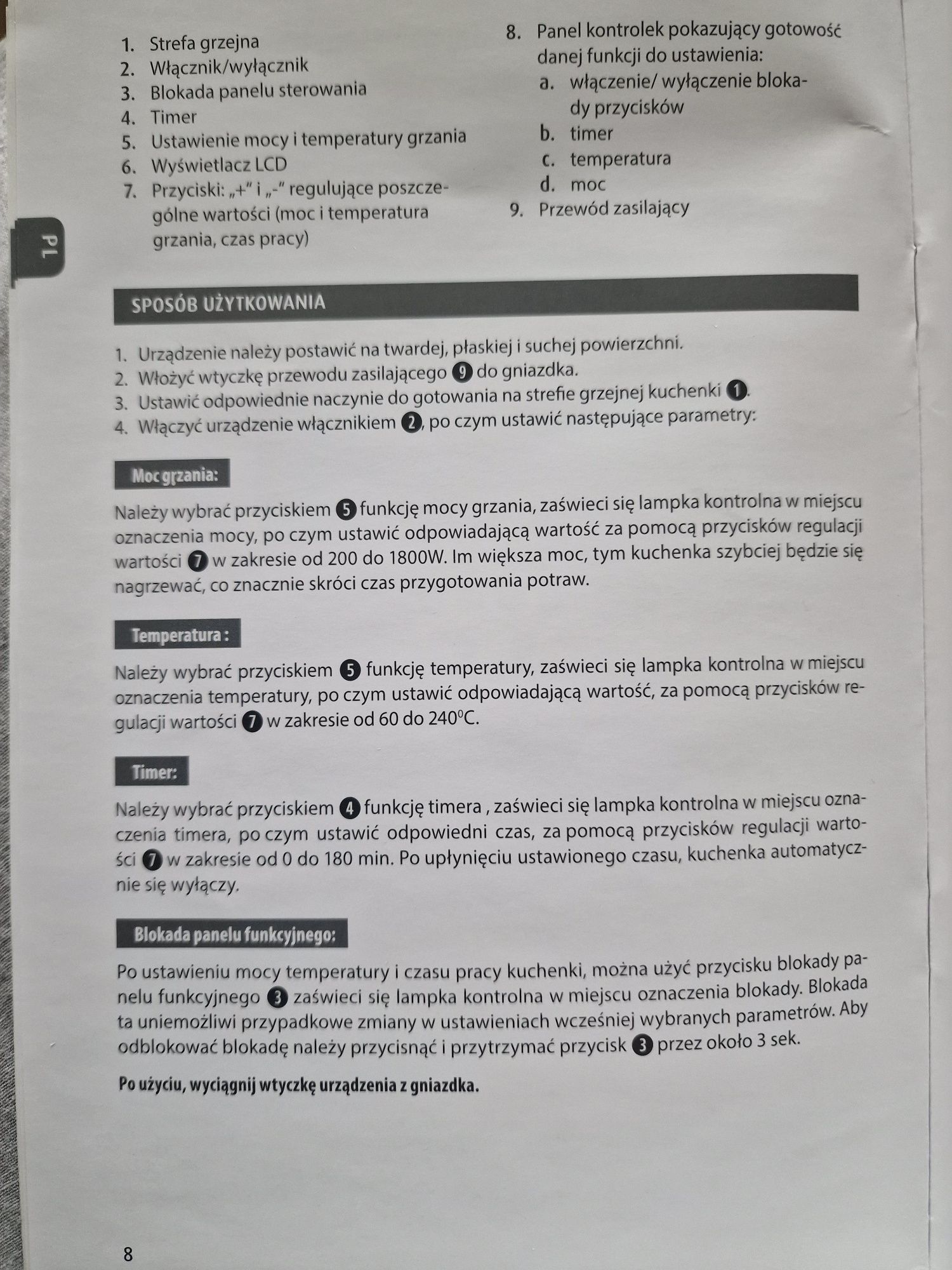 Kuchenka indukcyjna jednopalnikowa MPM mke-06 1800W