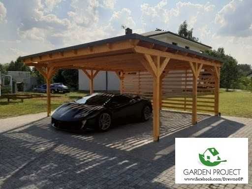 wiata carport2 płaski dach ażur montaż