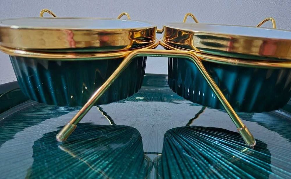 Miski miska dla psa na karmę i wodę dla kota złote  glamour eleganckie