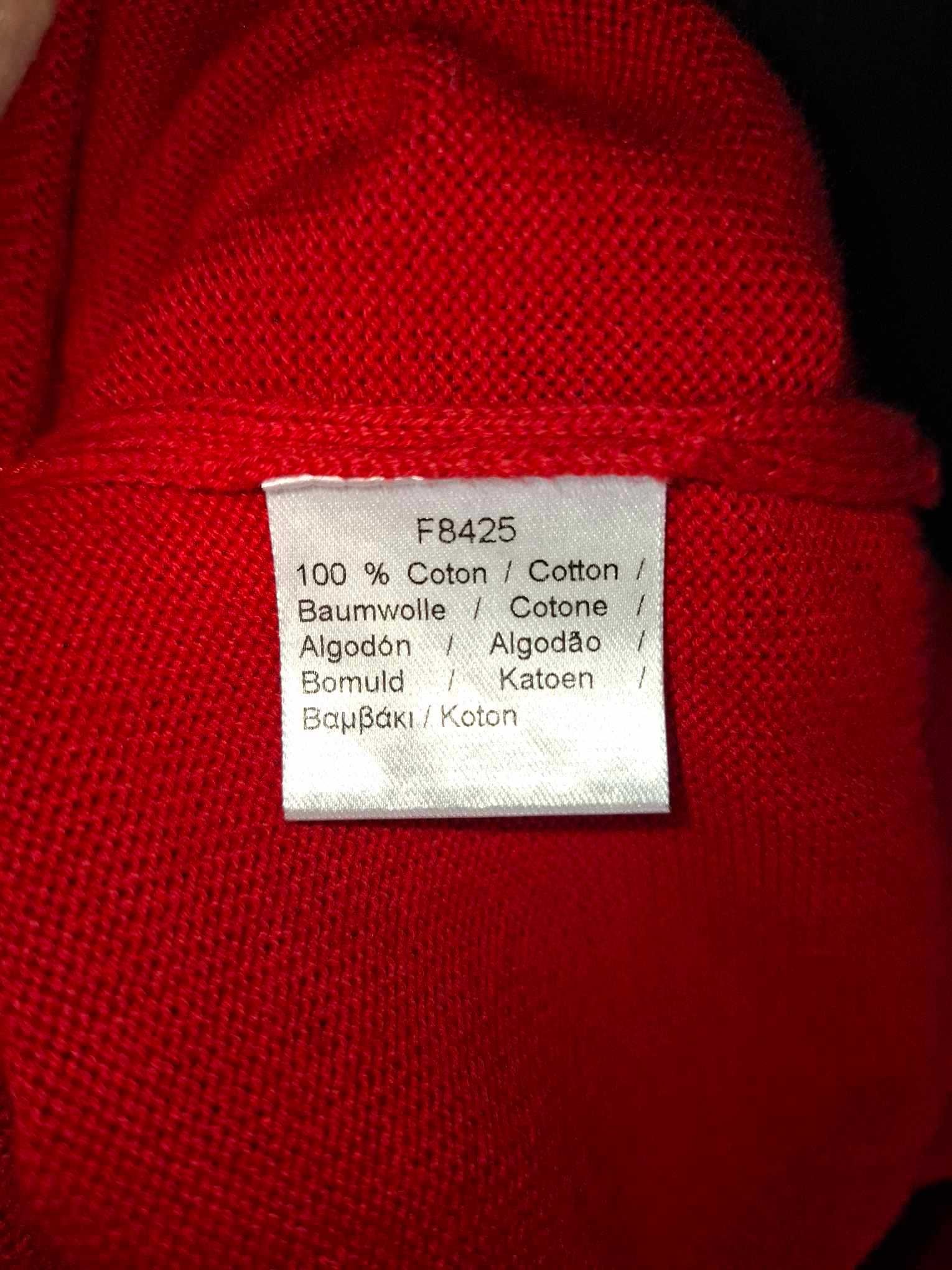 LACOSTE V-neck Sweter Męski Czerwony 7 XL Bawełna 100% Super Stan
