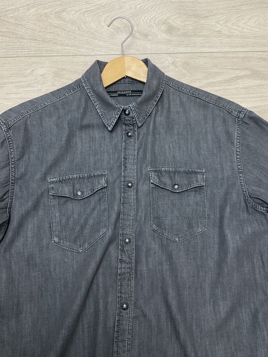 Allsaints koszula męska M szara a’la jeansowa z długim rękawem kapsle