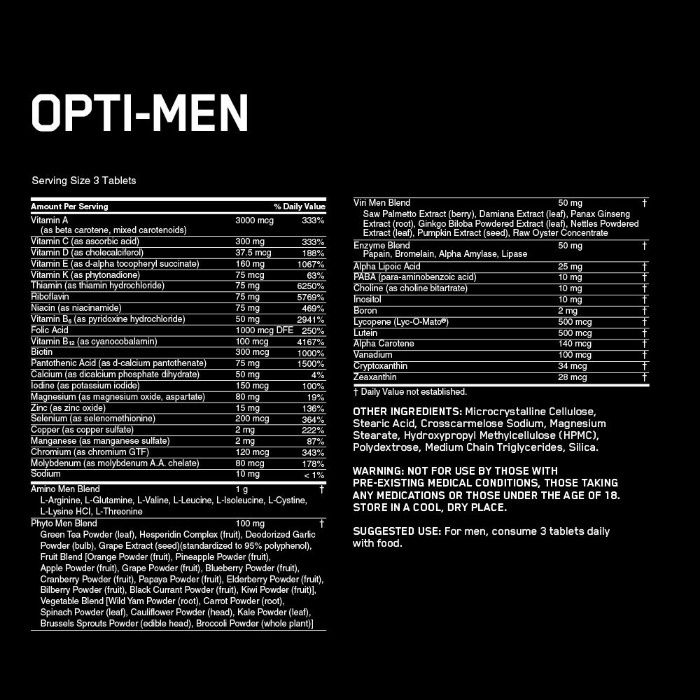 Optimum Nutrition, opti-men (150 таб.), мужские витамины