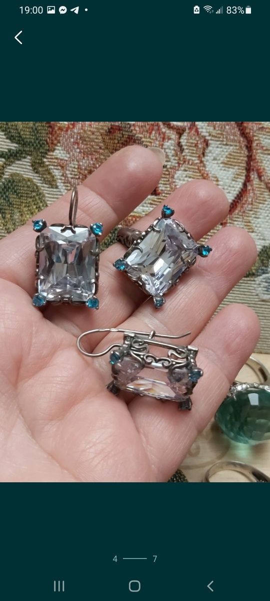 Серебро,натуральные и синтетические камни.Серьги,кольца,наборы.
