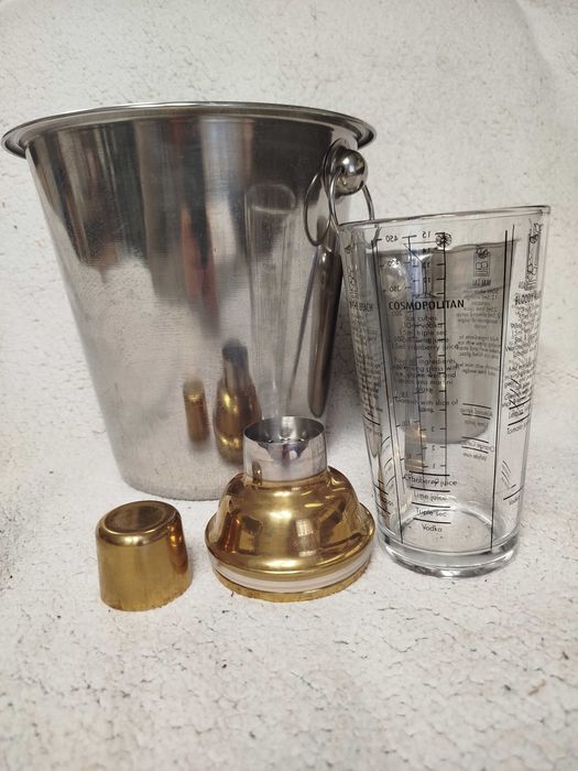 Stylowy zestaw barowy – shaker 450 ml + 2 wiaderka do lodu