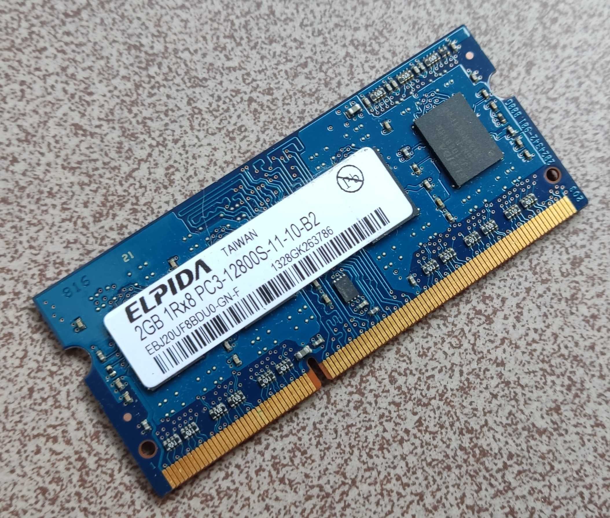 PAMIĘĆ RAM do laptopa DDR3 2GB ELPIDA PC3-12800S 1600MHz 1,5v