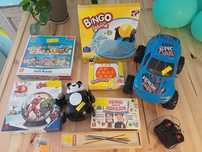 Zestaw zabawek, puzzle 3D, auto sterowane, bingo, quizy i inne