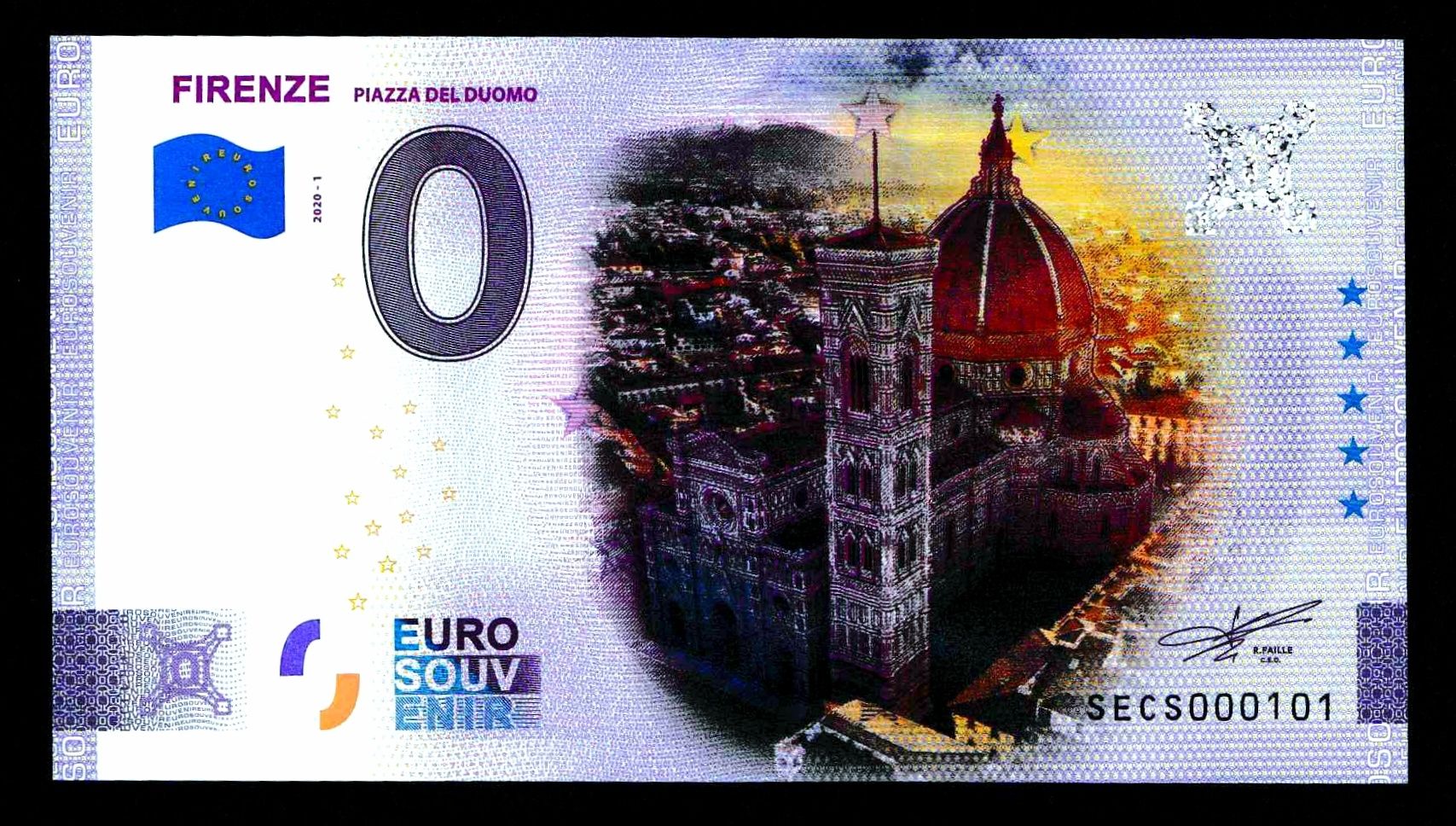 0 euro FIRENZE PIAZZA DEL DUOMO  kolor Włochy SECS 2020-1