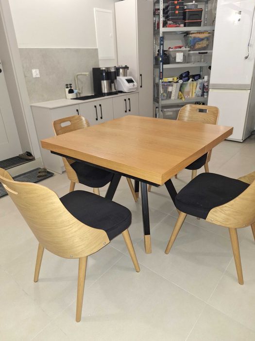 Stół loft 100×100 rozkładany do 300 cm + 4 krzesła – polecam