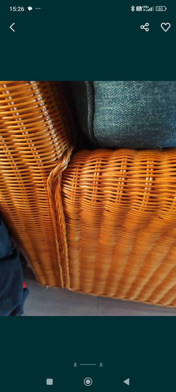 Piękny fotel wiklinowy Boho ikea rattan